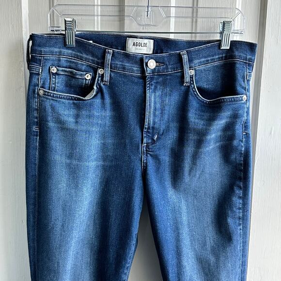 Agolde Sophie High Rise Raw Hem Crop Skinny Jean Dark Wash - Picture 3 of 10